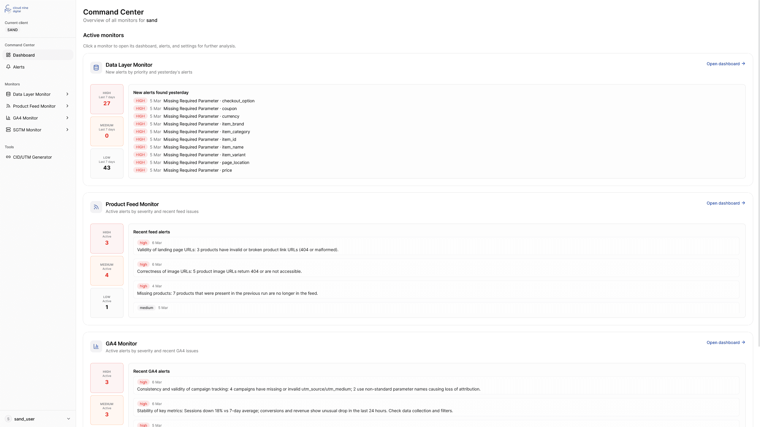 Command Center dashboard preview.